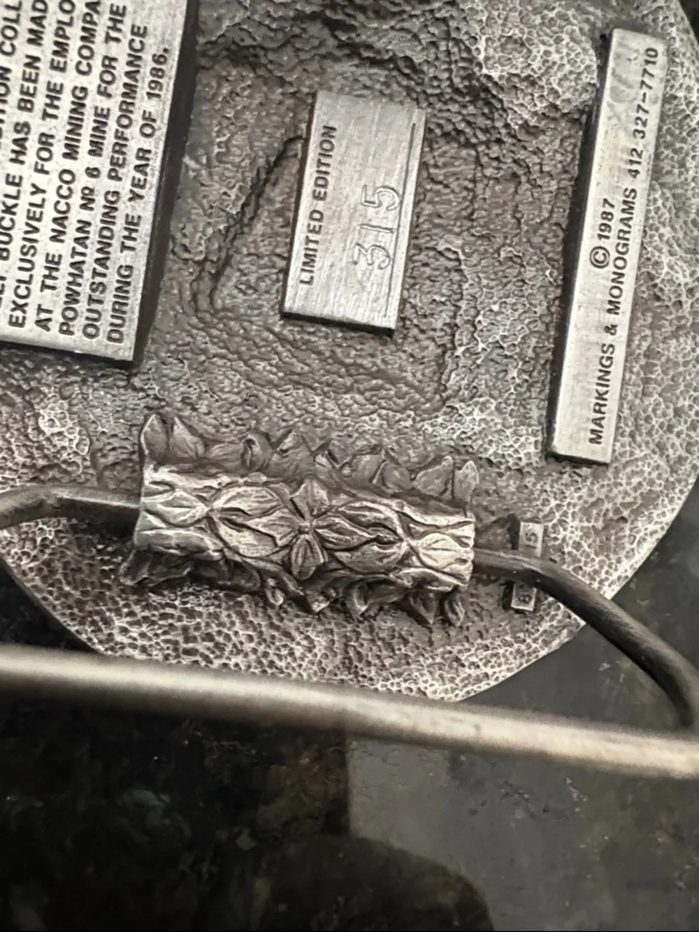 Powhatan No.6 Mine Commemorative Belt Buckle- Silver Tone